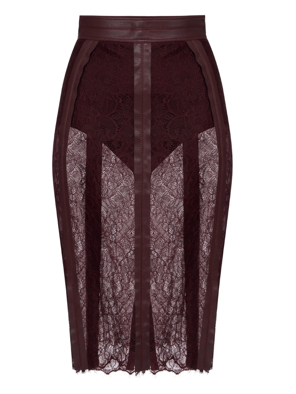 Elisabetta Franchi Lace-Contrast Midi Skirt
